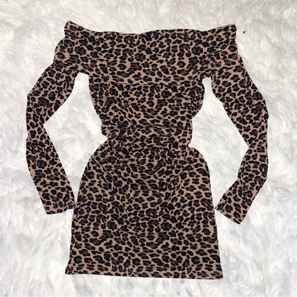 ♡ Cheetah Off Shoulder Dress ♡